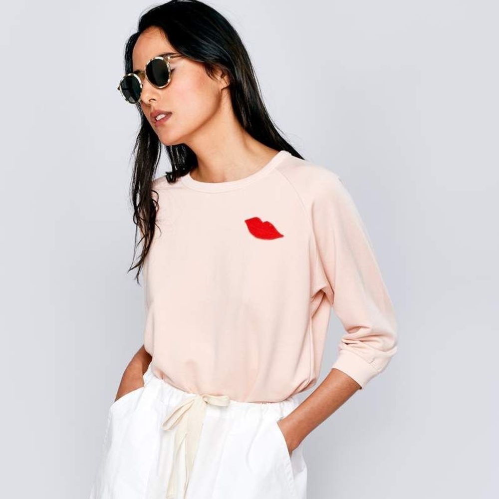 Bellerose Blush Sweatshirt with Red Lip Accent